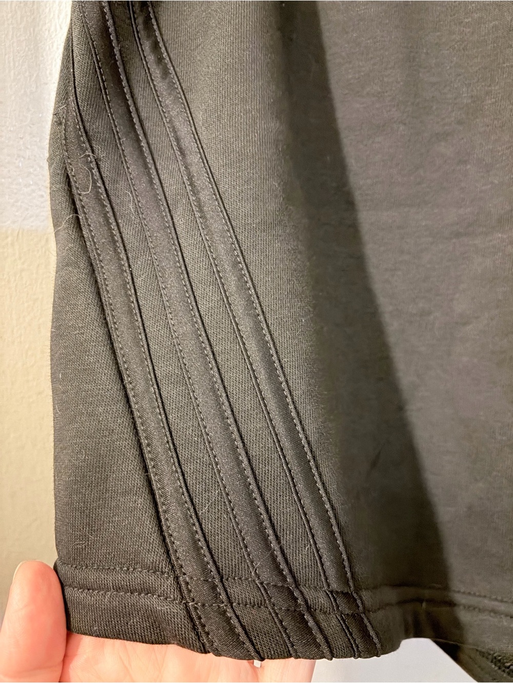 Adidas- size XL- black on black fleece 3 stripes shorts with tie string. NWT - Picture 3 of 7